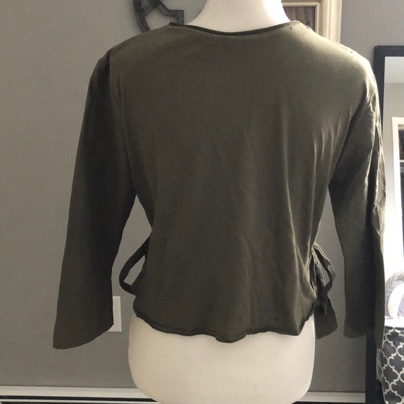 Zara olive green top with side ties - Picture 4 of 5